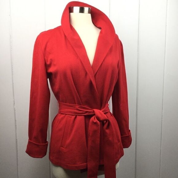 Pendleton Red Tie Waist Modal Wool Jacket MP - Picture 1 of 11